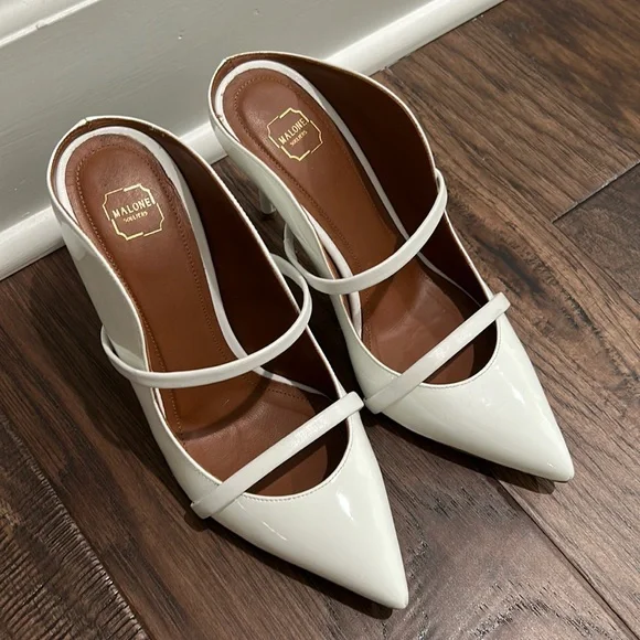 Malone Souliers White Leather Heeled Mules Malone Souliers Shoes